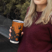 Flying Eagle Carrying Bowling Ball Tumbler Cup with Grunge Orange and Black Splatter Design - Wonder Print Shop