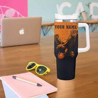Flying Eagle Carrying Bowling Ball Tumbler With Handle with Grunge Orange and Black Splatter Design - Wonder Print Shop