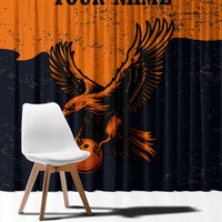 Flying Eagle Carrying Bowling Ball Window Curtain with Grunge Orange and Black Splatter Design - Wonder Print Shop