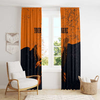 Flying Eagle Carrying Bowling Ball Window Curtain with Grunge Orange and Black Splatter Design - Wonder Print Shop
