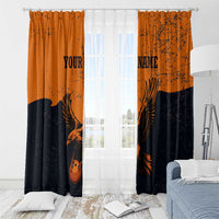 Flying Eagle Carrying Bowling Ball Window Curtain with Grunge Orange and Black Splatter Design - Wonder Print Shop