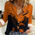 Flying Eagle Carrying Bowling Ball Women Casual Shirt with Grunge Orange and Black Splatter Design - Wonder Print Shop