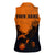 Flying Eagle Carrying Bowling Ball Women Sleeveless Polo Shirt with Grunge Orange and Black Splatter Design - Wonder Print Shop