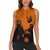 Flying Eagle Carrying Bowling Ball Women Sleeveless Polo Shirt with Grunge Orange and Black Splatter Design - Wonder Print Shop
