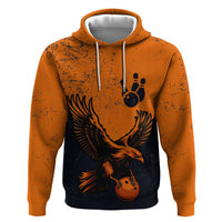 Flying Eagle Carrying Bowling Ball Zip Hoodie with Grunge Orange and Black Splatter Design - Wonder Print Shop