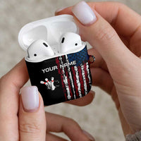 Distressed American Flag AirPods Case with Bowling Pins and Ball Vertical Stripe Design - Wonder Print Shop