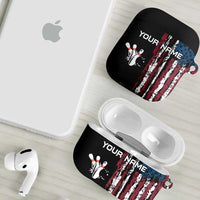Distressed American Flag AirPods Case with Bowling Pins and Ball Vertical Stripe Design - Wonder Print Shop