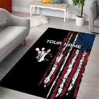 Distressed American Flag Area Rug with Bowling Pins and Ball Vertical Stripe Design - Wonder Print Shop