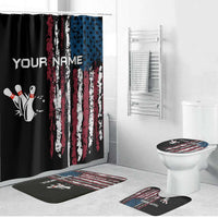 Distressed American Flag Bathroom Set with Bowling Pins and Ball Vertical Stripe Design - Wonder Print Shop