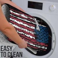 Distressed American Flag Bathroom Set with Bowling Pins and Ball Vertical Stripe Design - Wonder Print Shop
