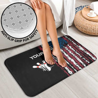 Distressed American Flag Bathroom Set with Bowling Pins and Ball Vertical Stripe Design - Wonder Print Shop