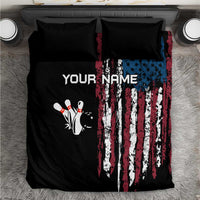 Distressed American Flag Bedding Set with Bowling Pins and Ball Vertical Stripe Design - Wonder Print Shop