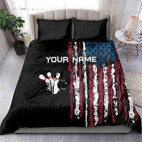 Distressed American Flag Bedding Set with Bowling Pins and Ball Vertical Stripe Design - Wonder Print Shop