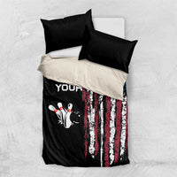 Distressed American Flag Bedding Set with Bowling Pins and Ball Vertical Stripe Design - Wonder Print Shop