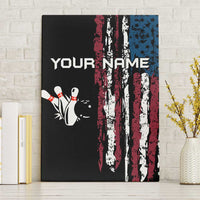 Distressed American Flag Canvas Wall Art with Bowling Pins and Ball Vertical Stripe Design - Wonder Print Shop