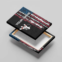 Distressed American Flag Canvas Wall Art with Bowling Pins and Ball Vertical Stripe Design - Wonder Print Shop