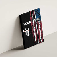 Distressed American Flag Canvas Wall Art with Bowling Pins and Ball Vertical Stripe Design - Wonder Print Shop