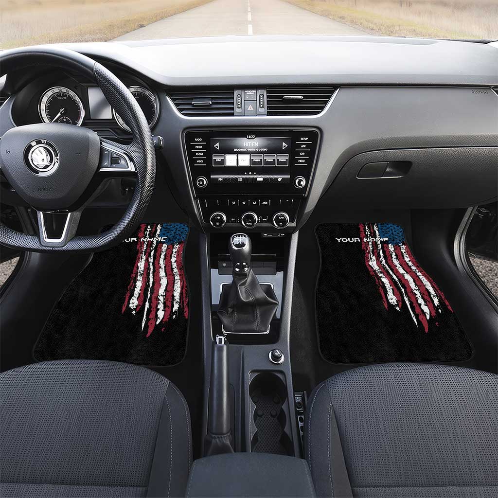 Distressed American Flag Car Mats with Bowling Pins and Ball Vertical Stripe Design - Wonder Print Shop