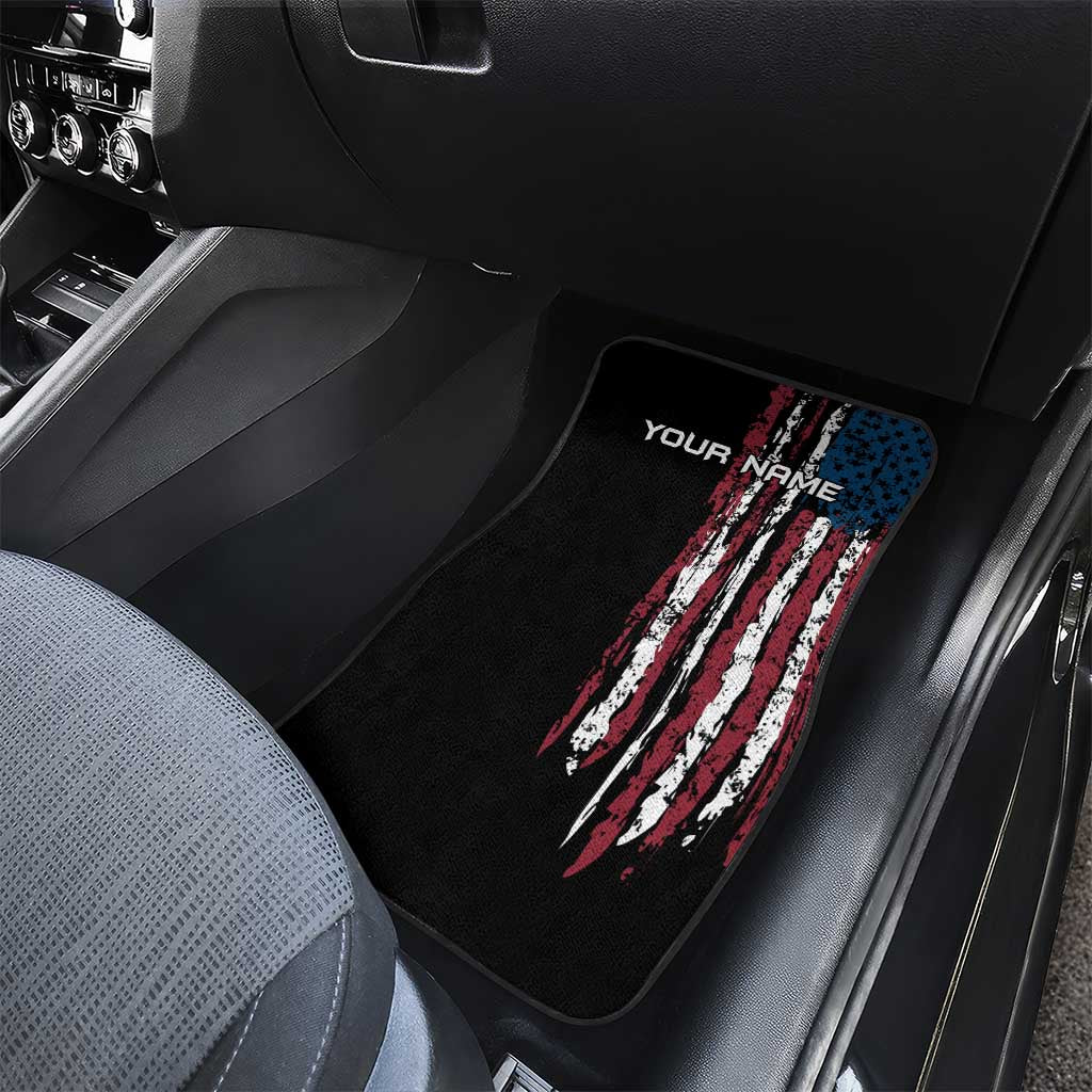 Distressed American Flag Car Mats with Bowling Pins and Ball Vertical Stripe Design - Wonder Print Shop