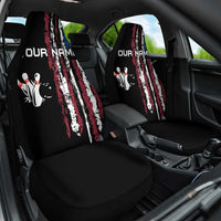 Distressed American Flag Car Seat Cover with Bowling Pins and Ball Vertical Stripe Design - Wonder Print Shop