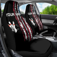 Distressed American Flag Car Seat Cover with Bowling Pins and Ball Vertical Stripe Design - Wonder Print Shop
