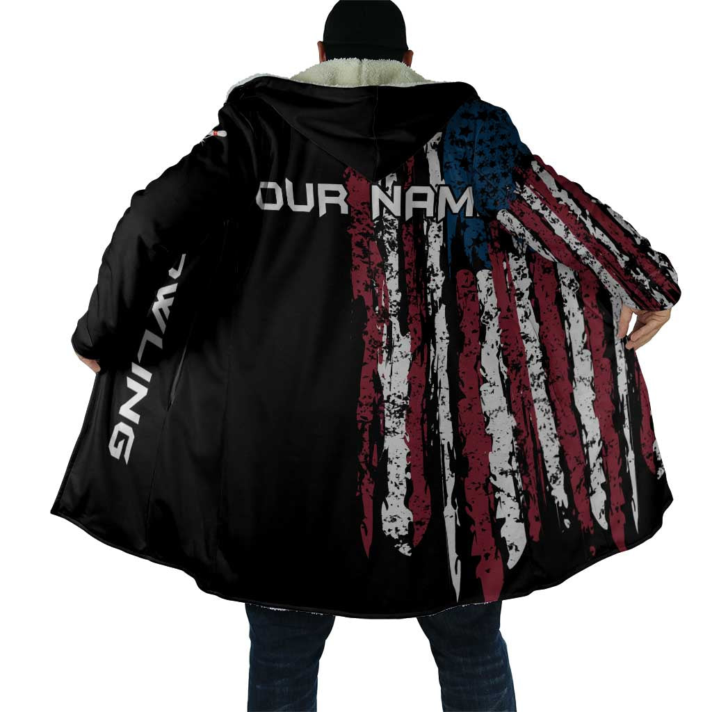 Distressed American Flag Cloak with Bowling Pins and Ball Vertical Stripe Design - Wonder Print Shop
