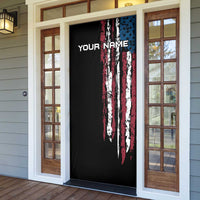 Distressed American Flag Door Cover with Bowling Pins and Ball Vertical Stripe Design - Wonder Print Shop