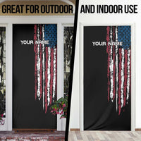 Distressed American Flag Door Cover with Bowling Pins and Ball Vertical Stripe Design - Wonder Print Shop
