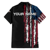 Distressed American Flag Family Matching Tank Maxi Dress and Hawaiian Shirt with Bowling Pins and Ball Vertical Stripe Design - Wonder Print Shop