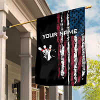 Distressed American Flag Garden Flag with Bowling Pins and Ball Vertical Stripe Design - Wonder Print Shop