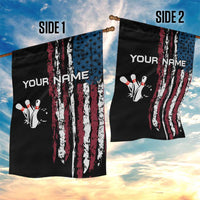 Distressed American Flag Garden Flag with Bowling Pins and Ball Vertical Stripe Design - Wonder Print Shop