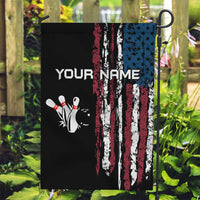 Distressed American Flag Garden Flag with Bowling Pins and Ball Vertical Stripe Design - Wonder Print Shop