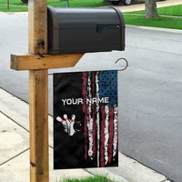 Distressed American Flag Garden Flag with Bowling Pins and Ball Vertical Stripe Design - Wonder Print Shop