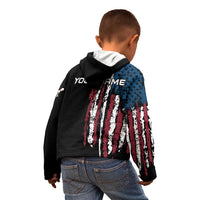 Distressed American Flag Kid Hoodie with Bowling Pins and Ball Vertical Stripe Design - Wonder Print Shop