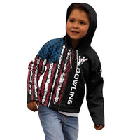 Distressed American Flag Kid Hoodie with Bowling Pins and Ball Vertical Stripe Design - Wonder Print Shop