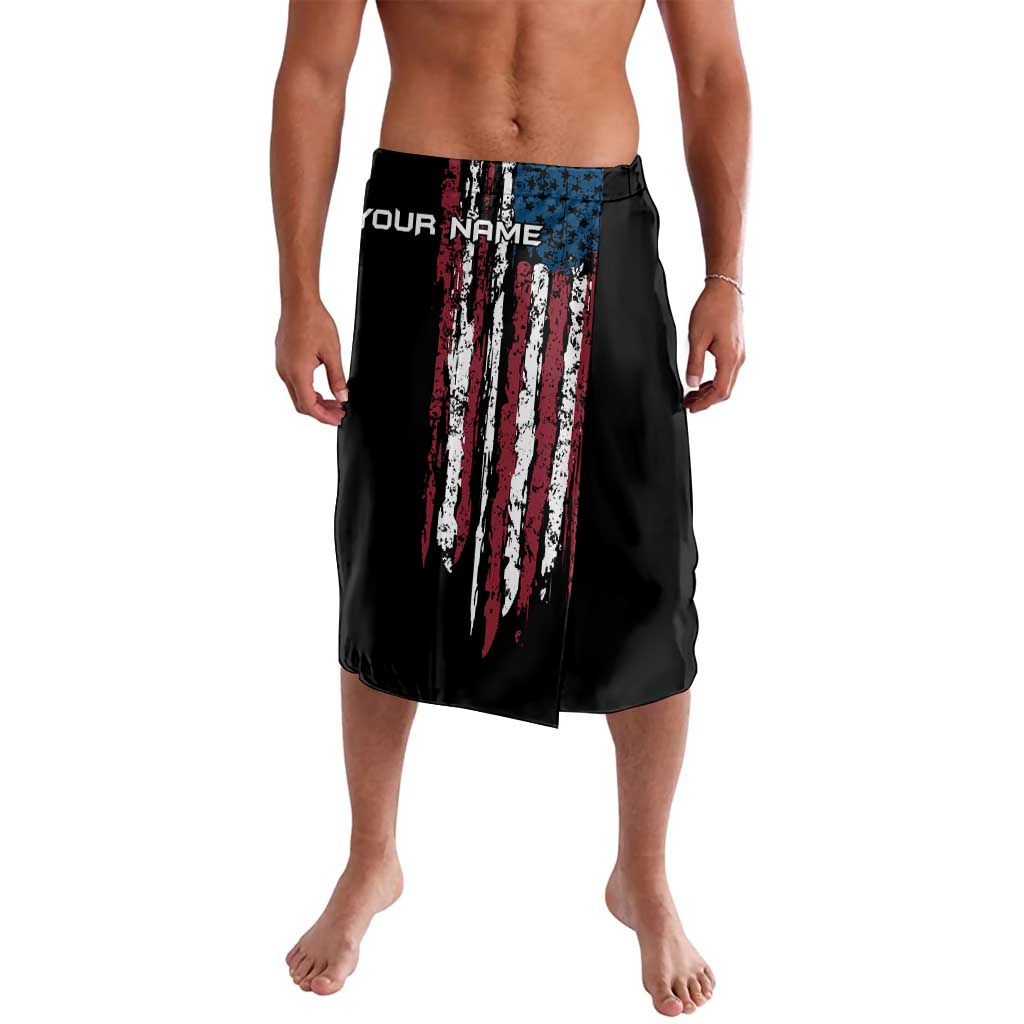 Distressed American Flag Lavalava with Bowling Pins and Ball Vertical Stripe Design - Wonder Print Shop