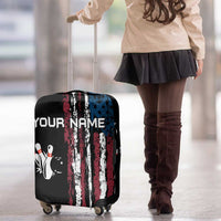 Distressed American Flag Luggage Cover with Bowling Pins and Ball Vertical Stripe Design - Wonder Print Shop