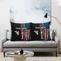 Distressed American Flag Pillow Cover with Bowling Pins and Ball Vertical Stripe Design - Wonder Print Shop