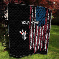 Distressed American Flag Quilt with Bowling Pins and Ball Vertical Stripe Design - Wonder Print Shop