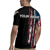 Distressed American Flag Rugby Jersey with Bowling Pins and Ball Vertical Stripe Design - Wonder Print Shop