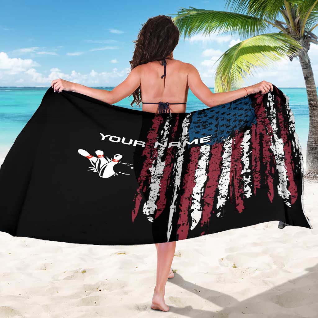 Distressed American Flag Sarong with Bowling Pins and Ball Vertical Stripe Design - Wonder Print Shop