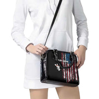 Distressed American Flag Shoulder Handbag with Bowling Pins and Ball Vertical Stripe Design - Wonder Print Shop