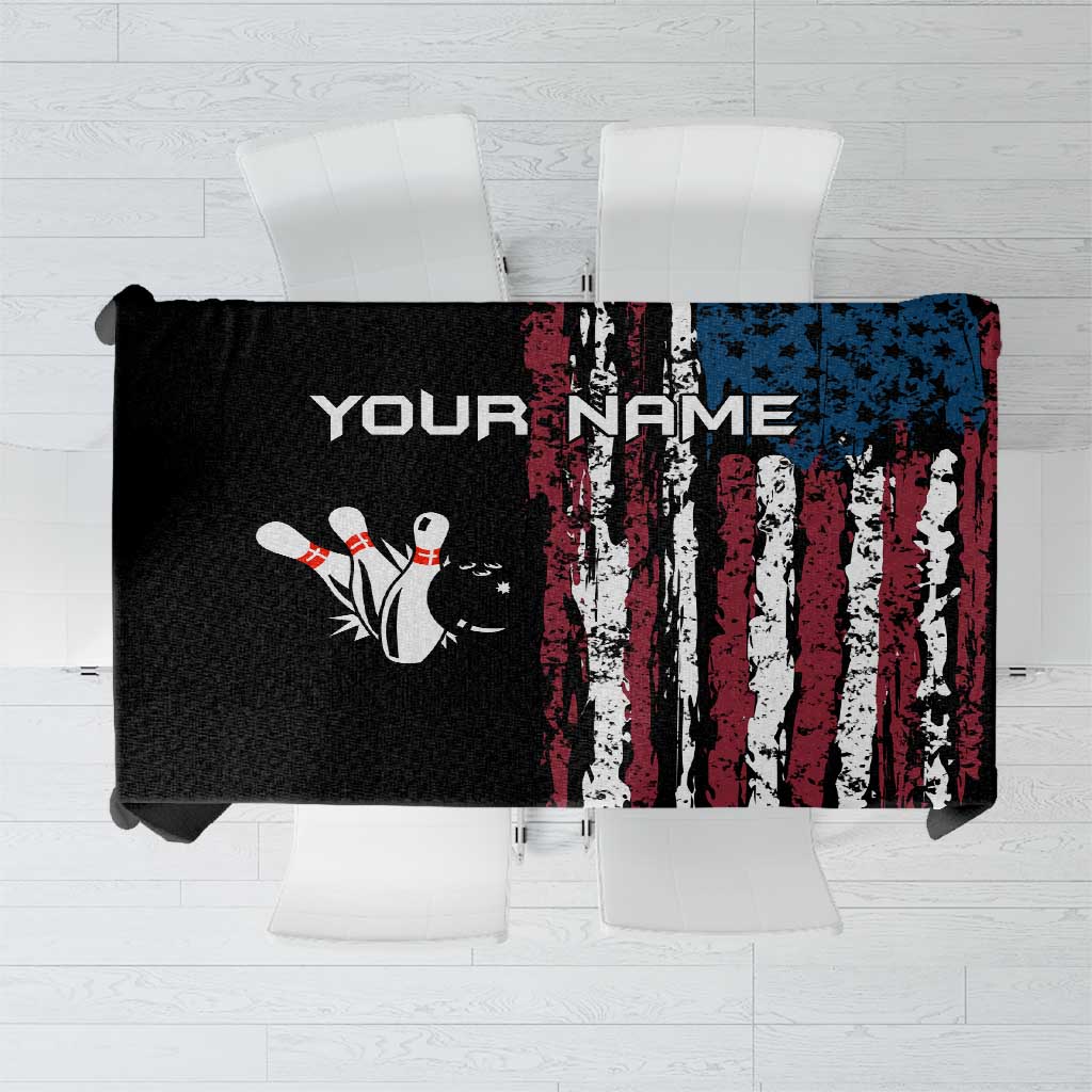 Distressed American Flag Tablecloth with Bowling Pins and Ball Vertical Stripe Design - Wonder Print Shop