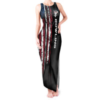 Distressed American Flag Tank Maxi Dress with Bowling Pins and Ball Vertical Stripe Design - Wonder Print Shop