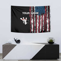 Distressed American Flag Tapestry with Bowling Pins and Ball Vertical Stripe Design - Wonder Print Shop
