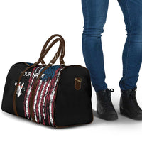 Distressed American Flag Travel Bag with Bowling Pins and Ball Vertical Stripe Design - Wonder Print Shop