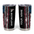 Distressed American Flag Tumbler Cup with Bowling Pins and Ball Vertical Stripe Design - Wonder Print Shop