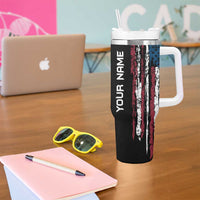 Distressed American Flag Tumbler With Handle with Bowling Pins and Ball Vertical Stripe Design - Wonder Print Shop