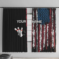 Distressed American Flag Window Curtain with Bowling Pins and Ball Vertical Stripe Design - Wonder Print Shop
