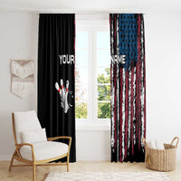 Distressed American Flag Window Curtain with Bowling Pins and Ball Vertical Stripe Design - Wonder Print Shop